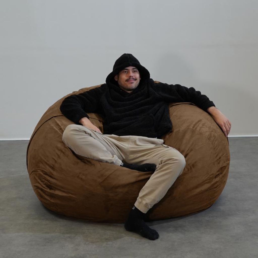 XXL-Sitzsack aus Mikrowildleder, Bezug maschinenwaschbar 140 cm, Braun