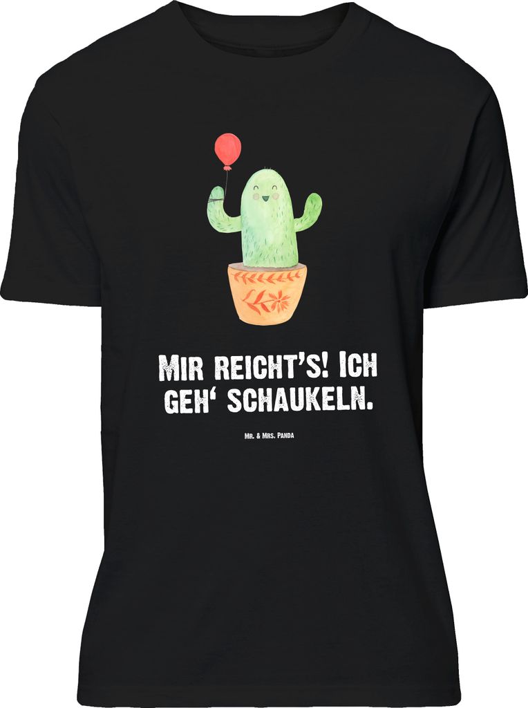 Mr. & Mrs. Panda Größe M T-Shirt Kaktus Luftballon - Schwarz - Geschenk, Shirt, Ausbildung, Neustart, Kakteen, Tshirt, Herren, Freundin, mit Spru...