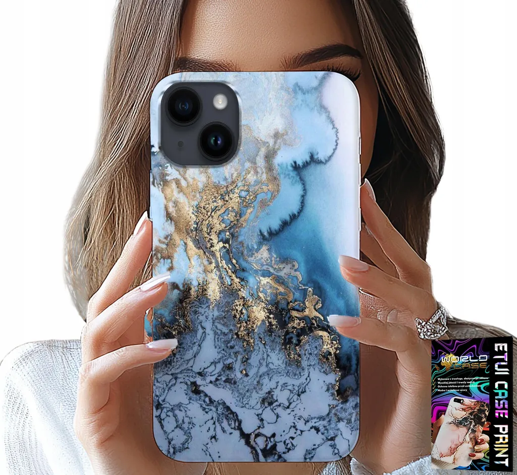 Custodia Slim iPhone 13 Marmo Bianco/Oro + Protezione Display Vetro