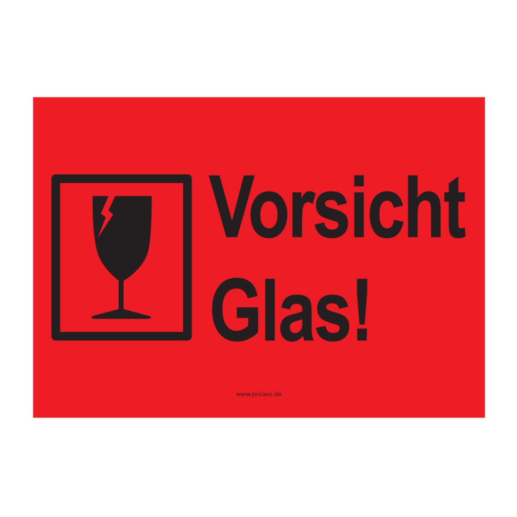 PRICARO Umzugsaufkleber "Vorsicht Glas" rot, A6, 15 Stück Produktbild 