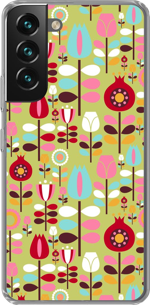MuchoWow Handyhülle Schutzhülle Hülle für Telefoonhoesje Samsung Galaxy S22 Plus Muster - Blumen - Farben Silikon Softcase Handy Hülle - Sch...