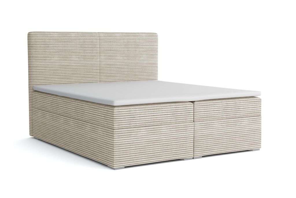 BOXBETT LOFT III 180/200 Cord Creme mit Taschen-Federkernmatratzen 7 Zonen H4