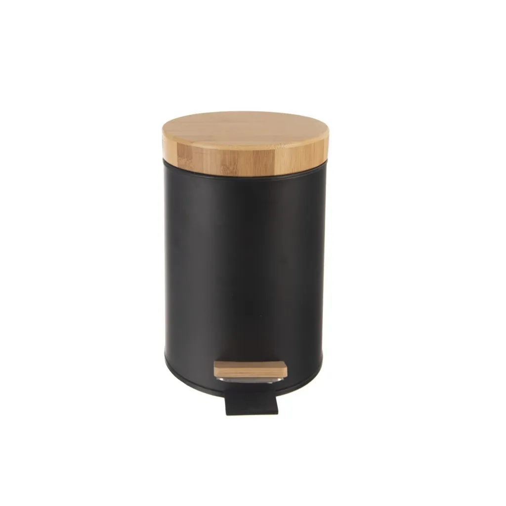Poubelle noire 3L anti-odeurs en métal BLACK - Hygiène et gain de place