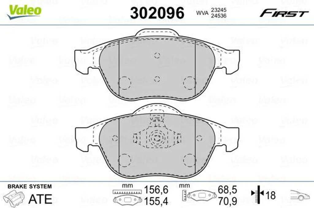 Jeu de plaquettes de frein VALEO 302096 OE 410600756R pour Scenic et Master