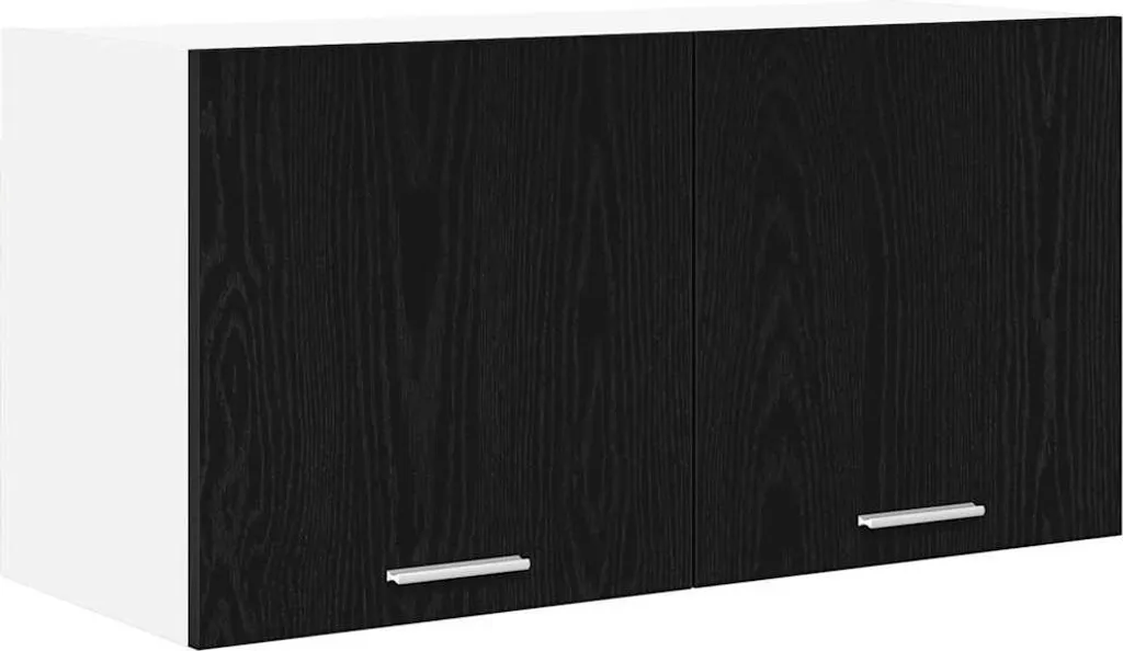 Pensile Nero Effetto Rovere 80x31x40 cm - Mobile Cucina Robusto in Legno