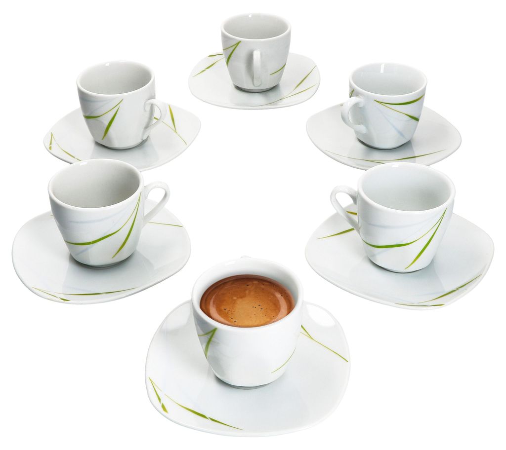 6er Set Espressotasse 10cl mit Espressountertasse 12,1cm Produktbild 
