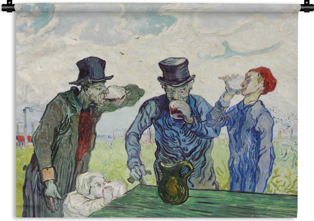 MuchoWow Wandteppich Wandbehang Die Trinker - Vincent van Gogh 60x45 cm Tapisserie Dekoration Wandtuch - Das Schlafzimmer