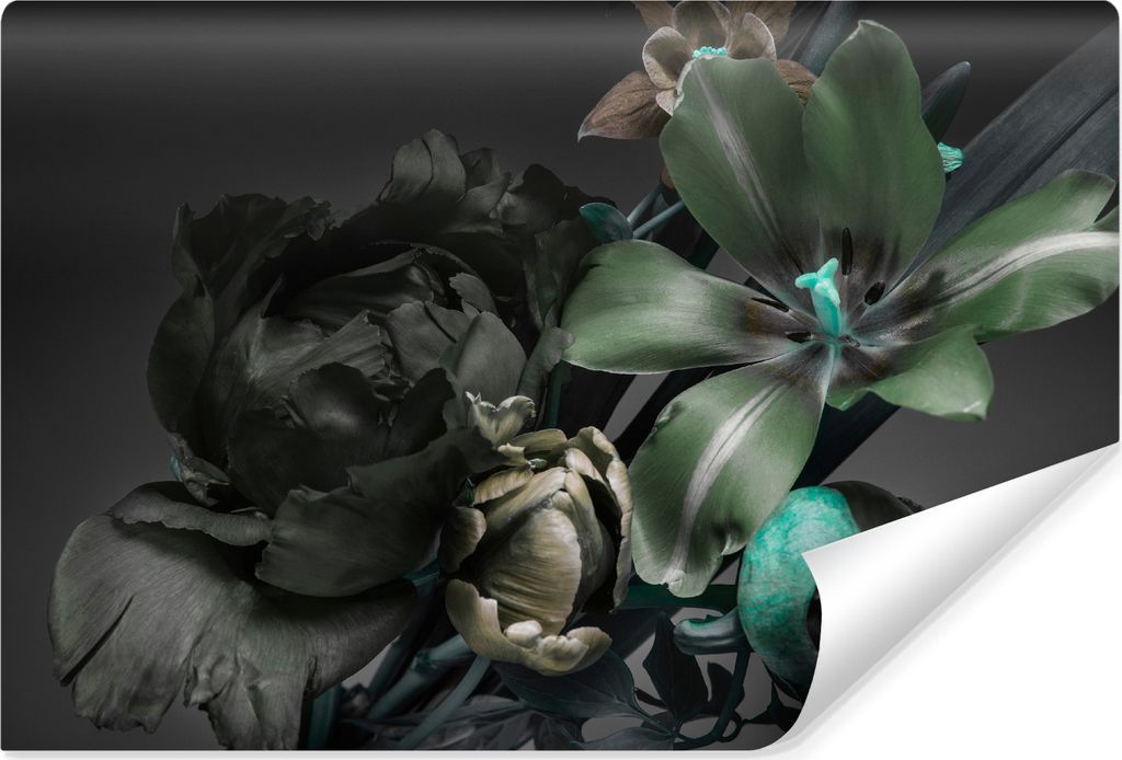 Muralo Selbstklebende Fototapete BLUMEN Pfingstrosen Pflanzen Abstraktion 3D Br. 450cm x Hö. 300cm
