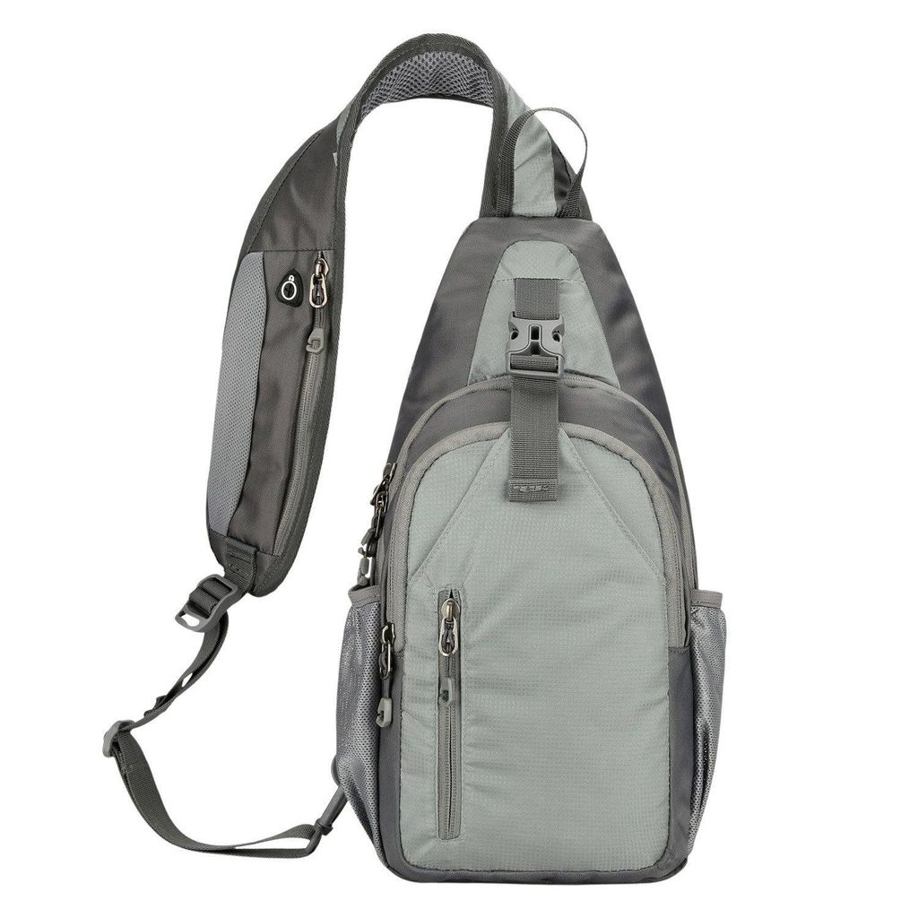 Schultertasche Herren Umhängetasche Brusttasche Crossbody für Outdoorsport Radfahren Reisen, Grau