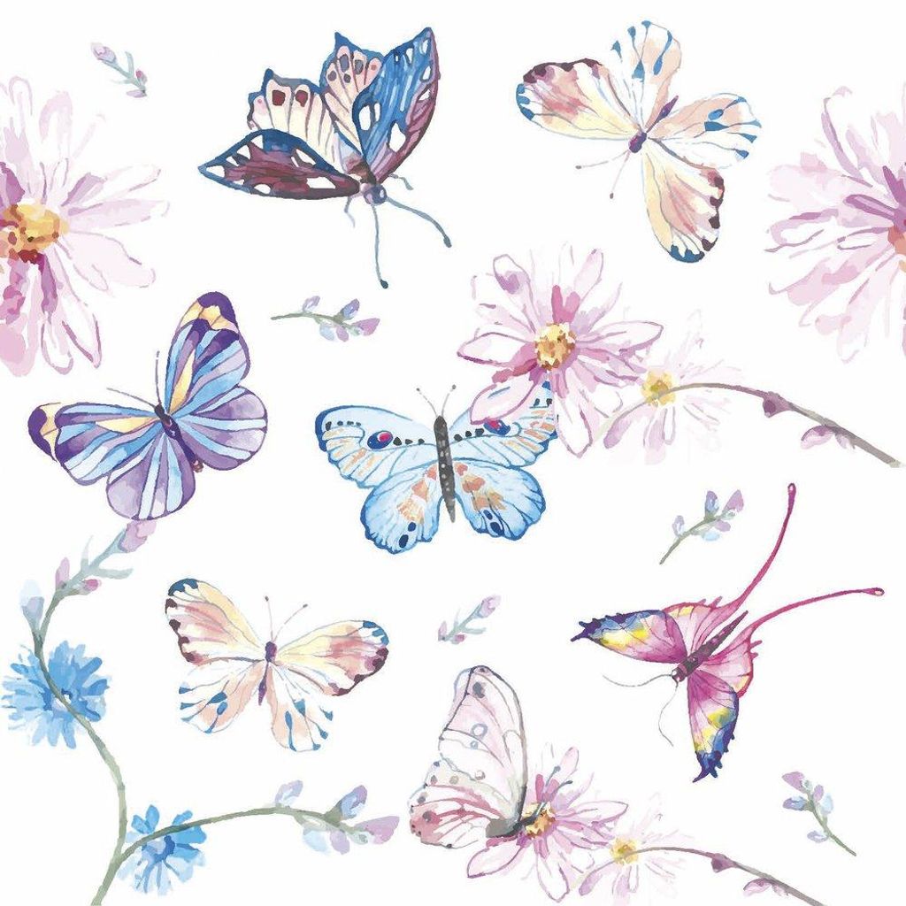 20 Servietten Butterflies 33x33cm