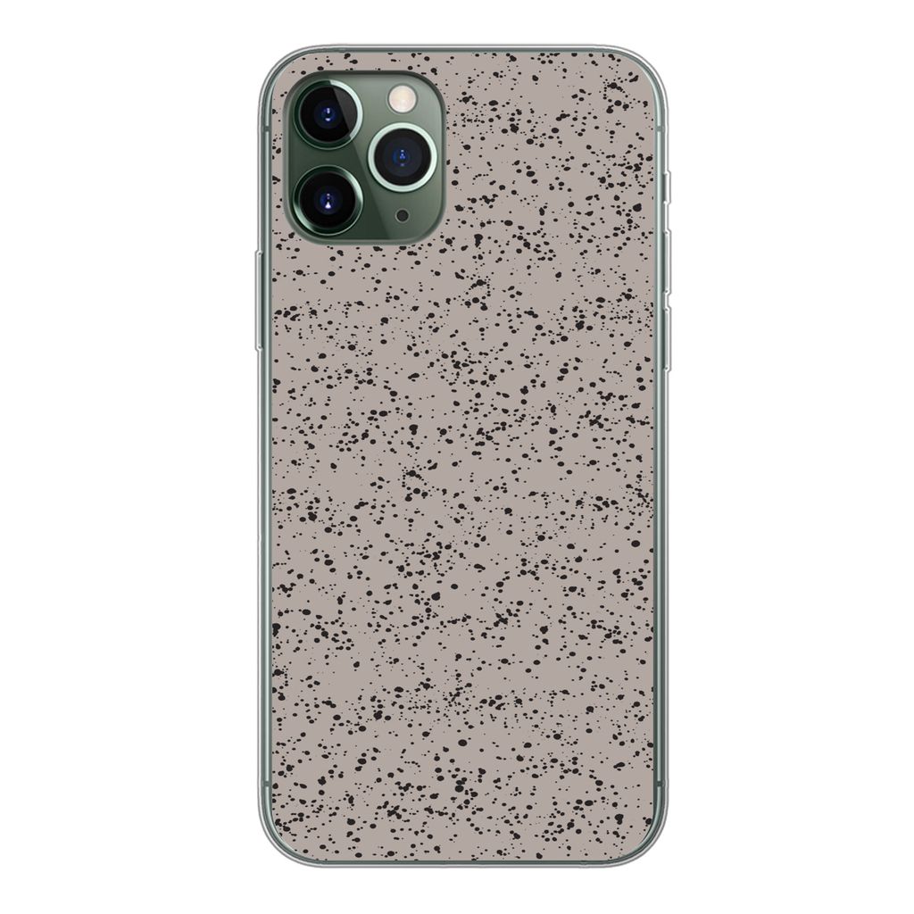 MuchoWow Handyhülle Schutzhülle Hülle für iPhone 11 Pro Polka dots - Schwarz - Grau Silikon Softcase Handy Hülle - Handy
