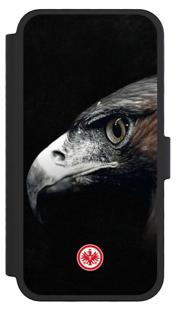 NIVOCASE Klapphülle für Apple iPhone 16 Pro Handyhülle aus Kunst Leder NIVOflip schwarz Europameisterschaft Eintracht Frankfurt Offizielles Lize...