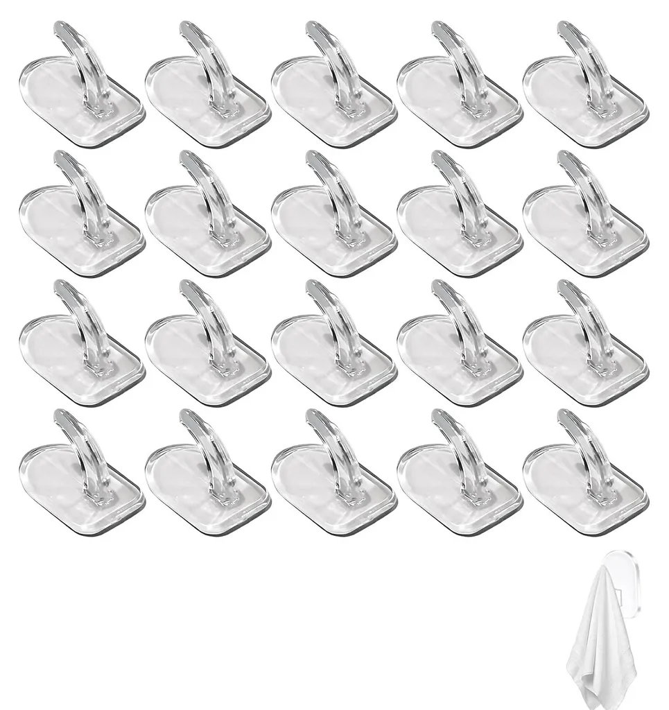 20 crochets adhésifs transparents résistants pour fixer sans perçage