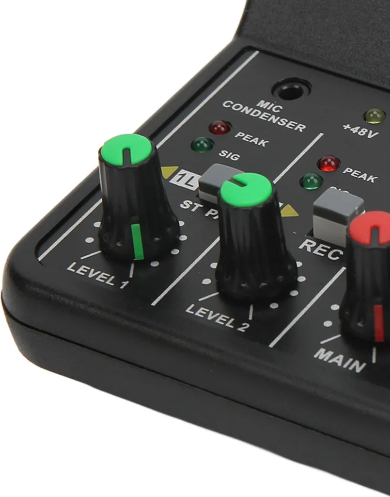 Mélangeur audio 48V USB portable pour micro studio et karaoké Web