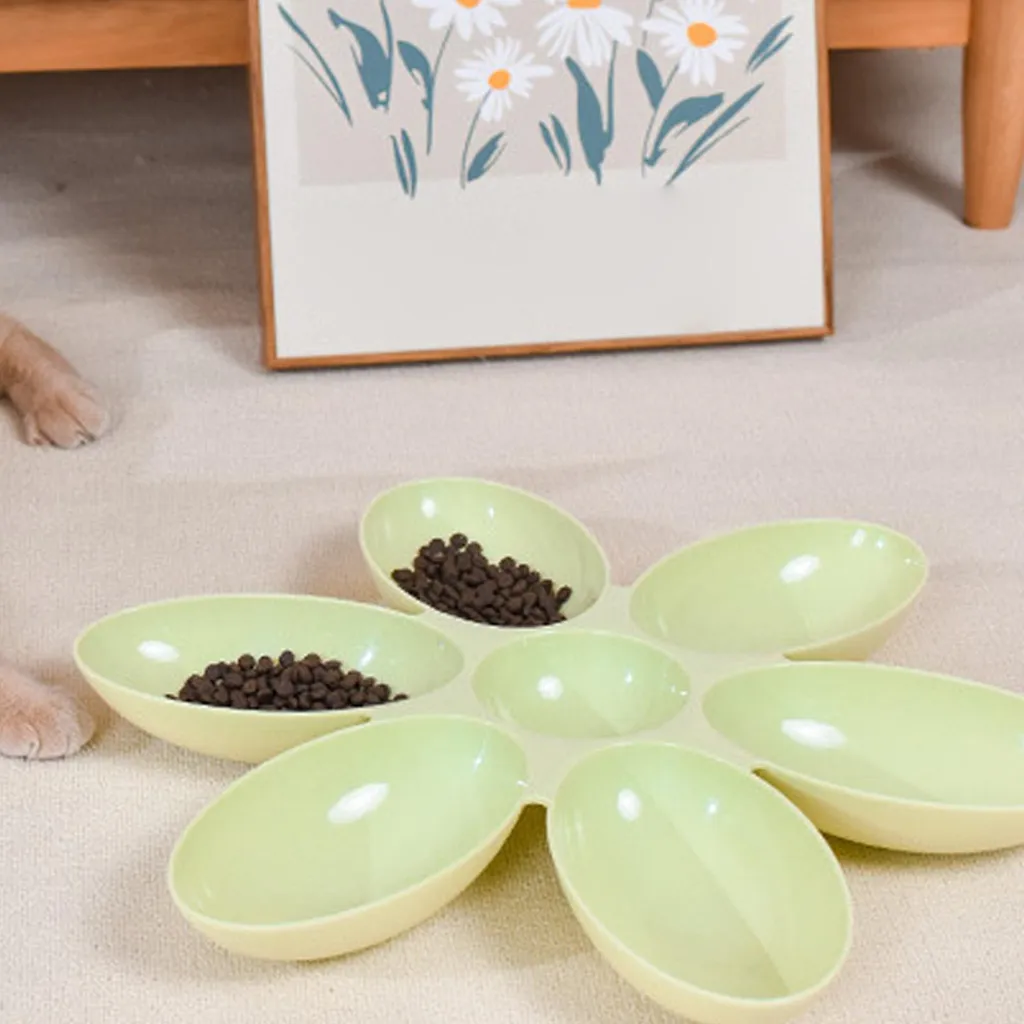 Bol d'alimentation en forme de pétale à 6 compartiments pour chatons - 4