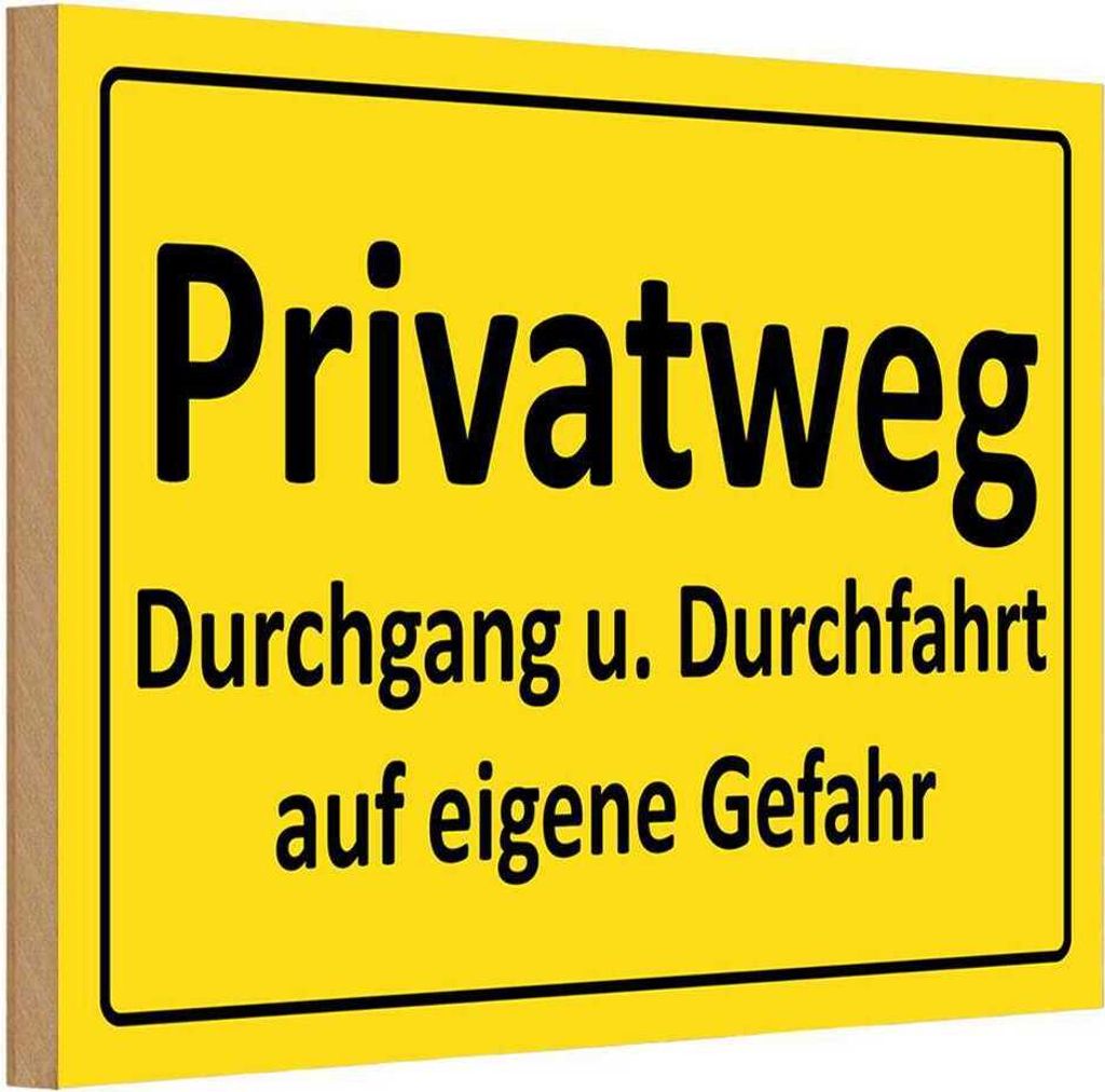 vianmo Holzschild 12x18 cm Hinweis Privatweg gelbes Warnschild Hinweisschild