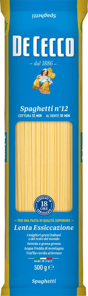 A package of De Cecco Spaghetti Nr. 12.