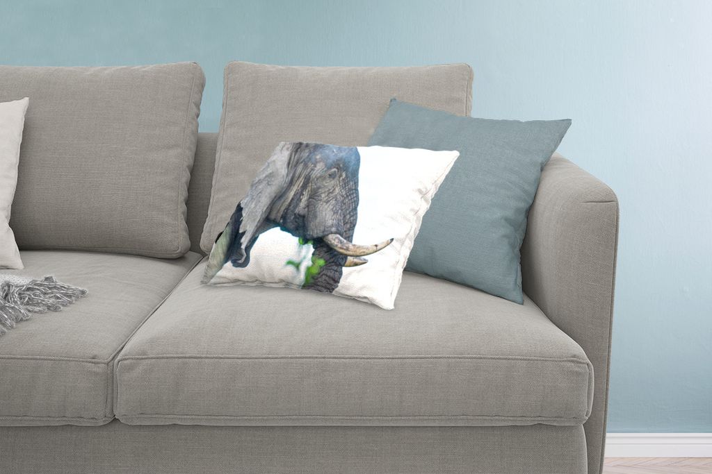 MuchoWow Zierkissen Sofakissen Wohnzimmer Dekokissen 60x40 cm Elefant - Tiere - Grau - Natur - Kopfkissen - Polster mit Foto