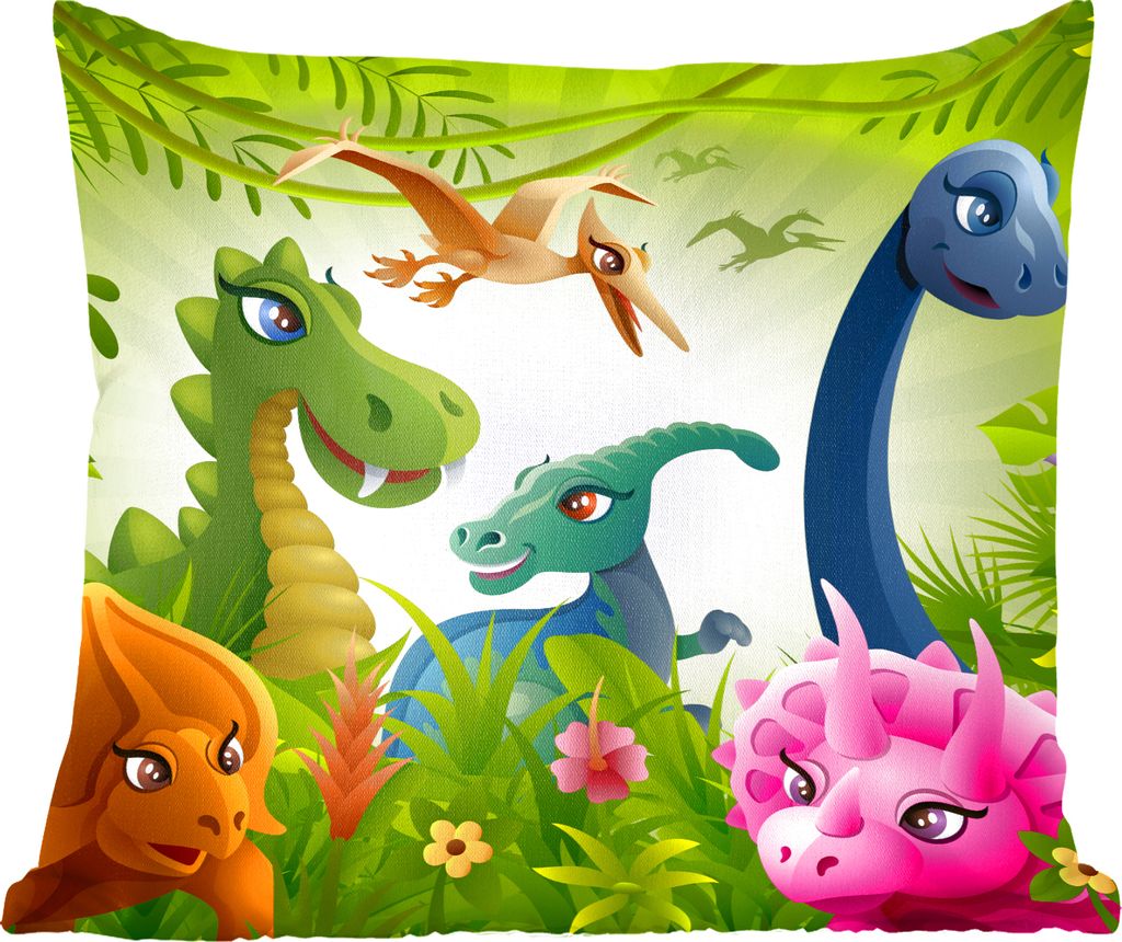 MuchoWow Zierkissen Sofakissen Wohnzimmer Dekokissen 40x40 cm Dinosaurier - Tiere - Dschungel - Illustration - Baby - Jungen - Mädchen - Kinder ...