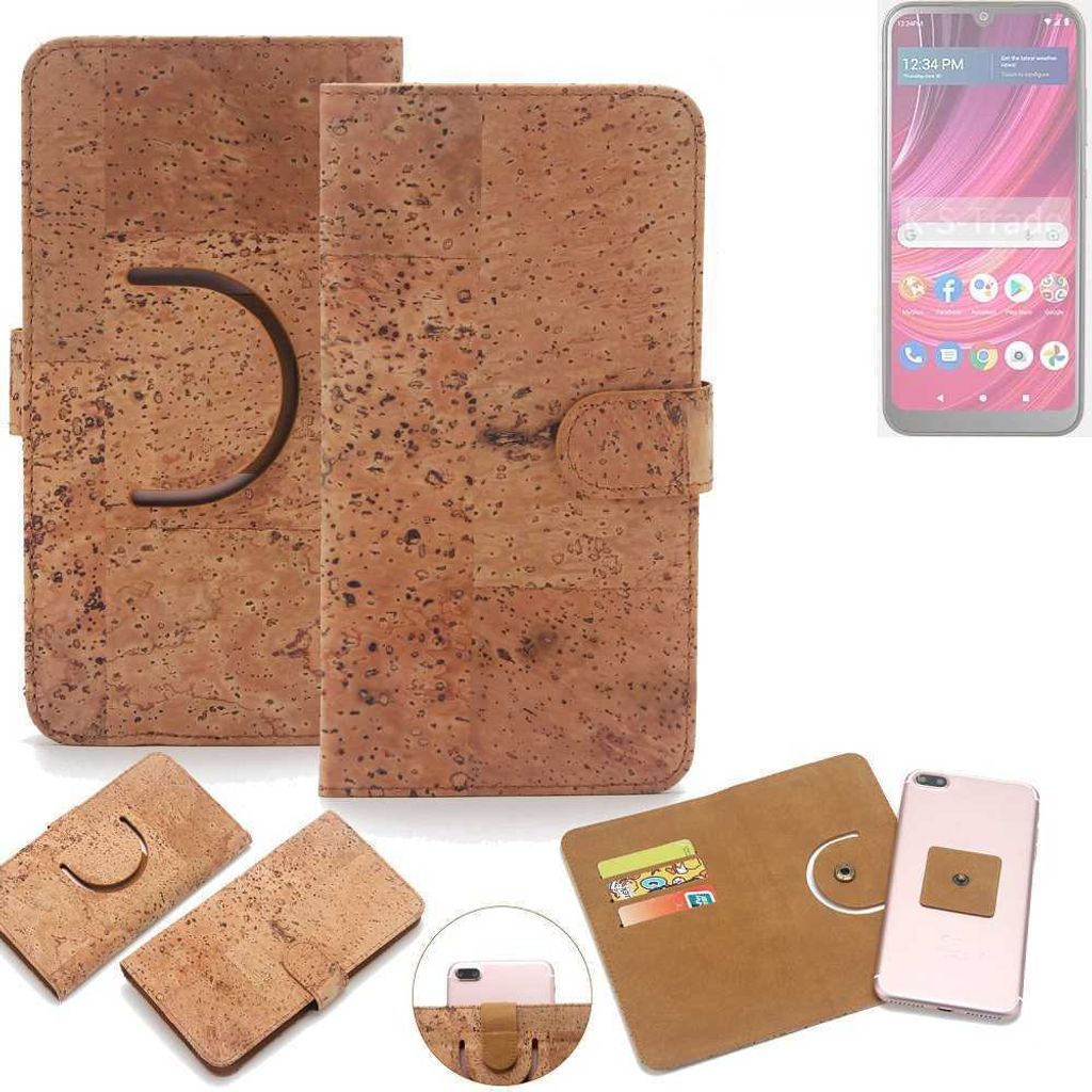 K-S-Trade Handy-Hülle Schutz-Hülle kompatibel mit BLU View 4 Handyhülle Schutzhülle Korkhülle Kork-Hülle 1x
