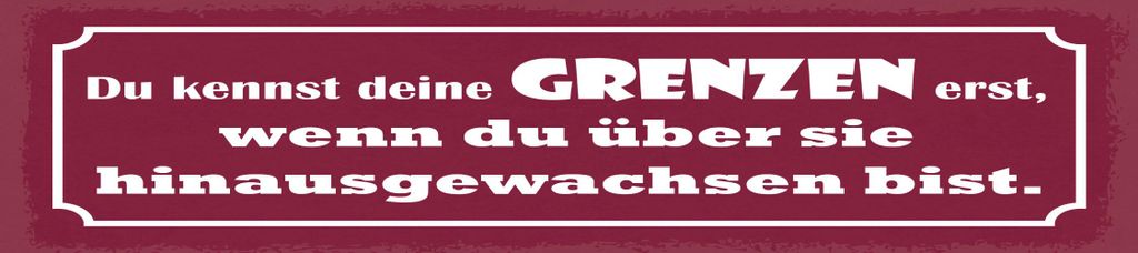 vianmo Blechschild 10x46 cm Du kennst deine Grenzen erst, wenn