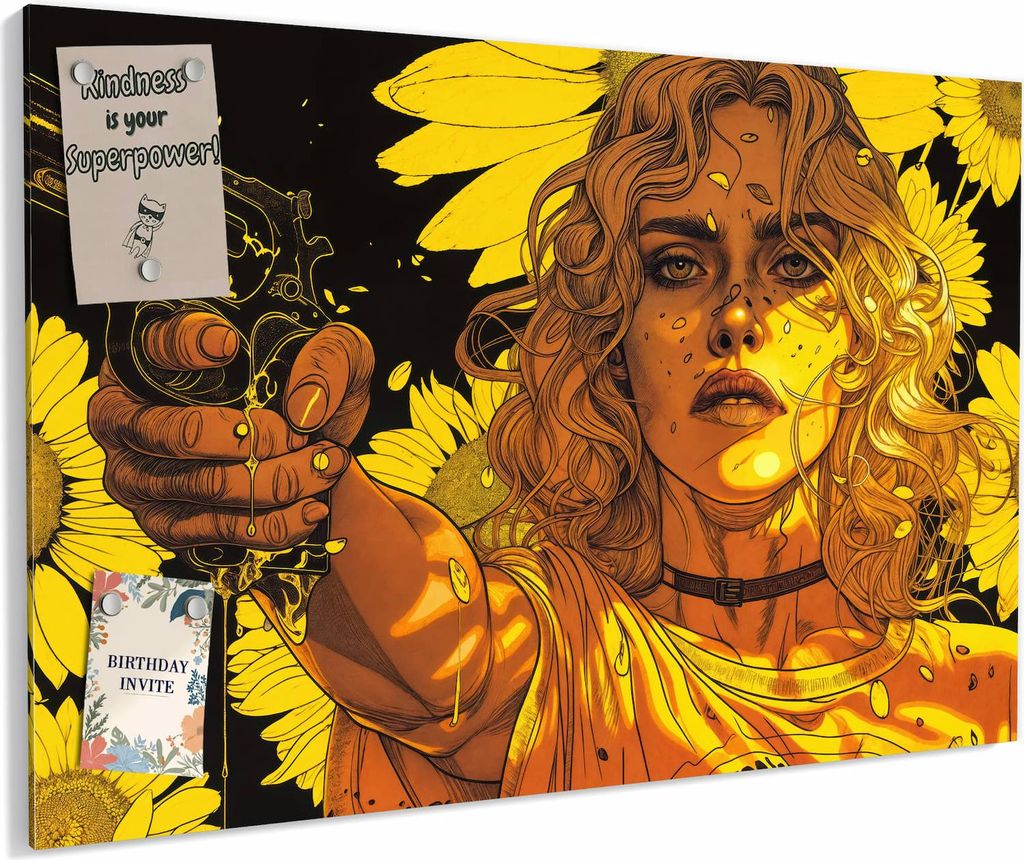 Magnettafel 60x40cm magnetisch & beschreibbar Metall-Board - Sonnenblumenmädchen