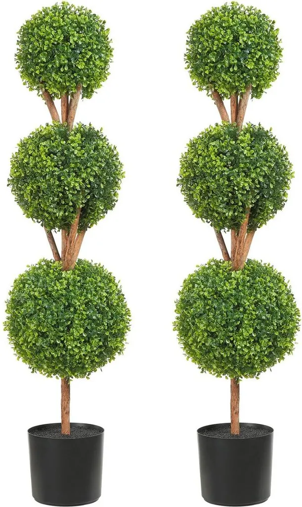 Topiaire Buis Artificiel 122 cm avec Jardinière et Feuilles Amovibles