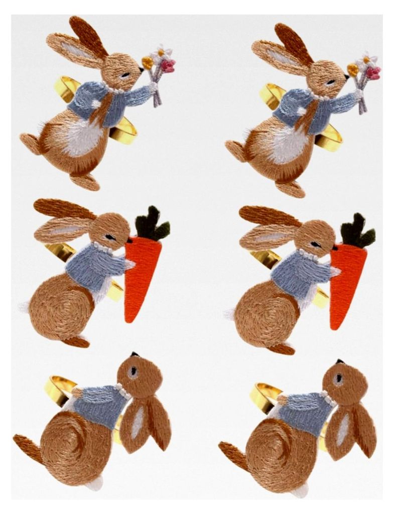 6 Stück Serviettenringe aus Metall in Kaninchenform für Ostern