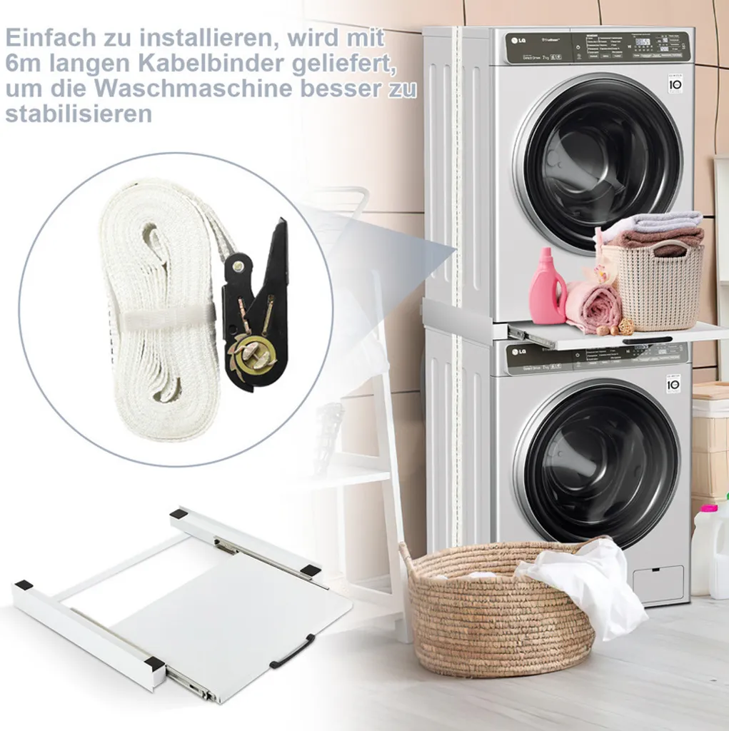Kit de superposition lave-linge et sèche-linge avec tablette tiroir