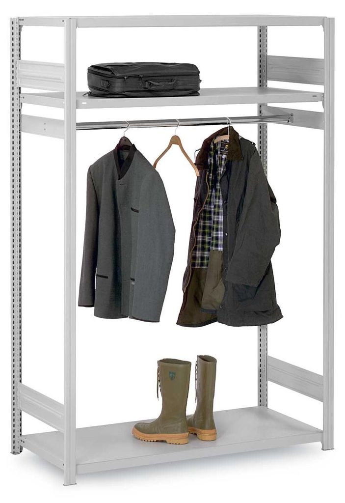PROREGAL Garderobenregal Stecksystem MAGNUS Germany | HxBxT 200x100x60cm | Fachlast 100kg | Lichtgrau