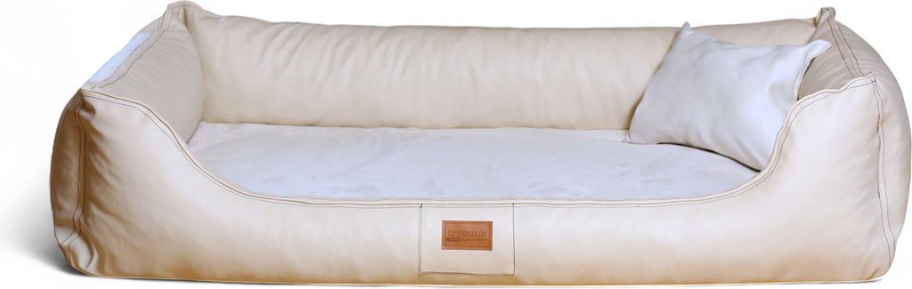 tierlando MADDOX VIP Orthopädisches Hundebett VISCO Velours Kunstleder S - XXL - Größe: 100x75cm | Farbe: 05 Creme