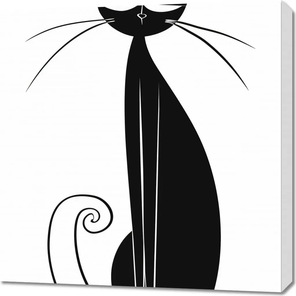 Quadro Nero Gatto 70x70 cm | Offerta Online Tela Moderna