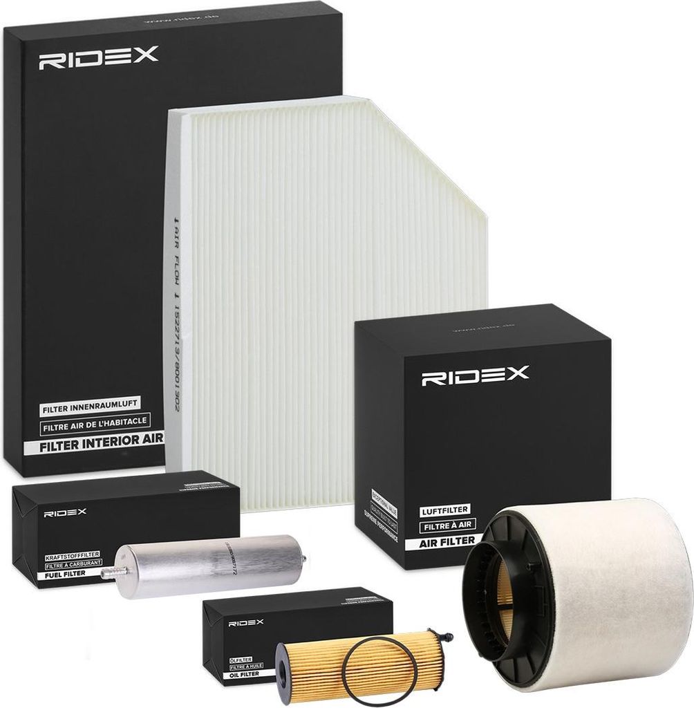 RIDEX Filterset Inspektionspaket Filtersatz für VW Amarok Pickup (2HA, 2HB, S1B, S6B, S7A, S7B) für AUDI A4 Avant (8K5, B8) Q5 (8RB) A5 Sportback