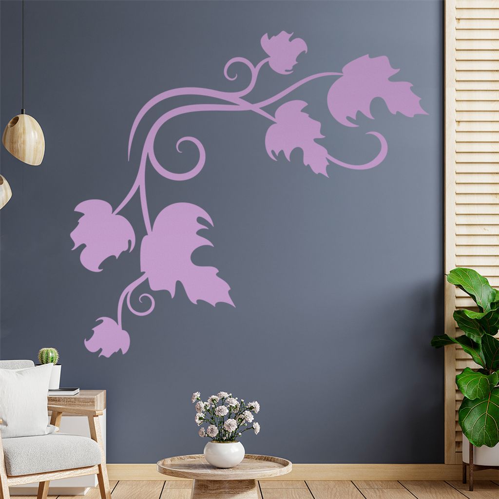 Blätter - Linien Wandtattoo in 6 Größen - Wandaufkleber Wall Sticker - Dekoration, Küche, Wohnzimmer, Schlafzimmer, Badezimmer