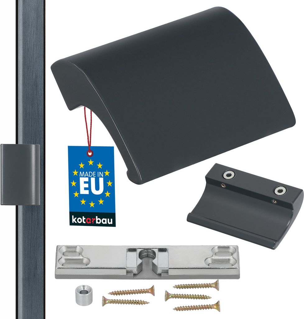 KOTARBAU Balkontürschnapper Balkontürgriff Aluminium Anthrazit Terrassentürgriff Balkongriff Sicher Raucher Türoptik Schließen Griffmuschel Un...