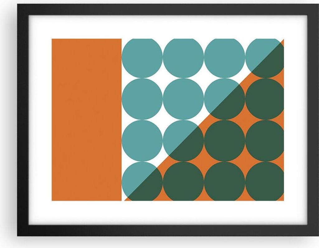 Gerahmtes Poster - Schwarzer Rahmen - Koliken Türkis Orange - 40x30 cm - Wand Bild - Wanddeko - Wandbilder - Kunstposter - Wandposter - Bilderrahm...