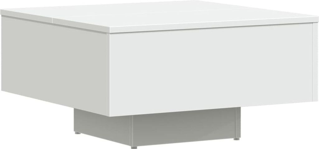 A white square coffee table with a gray base, shown from a front-side angle against a white background.