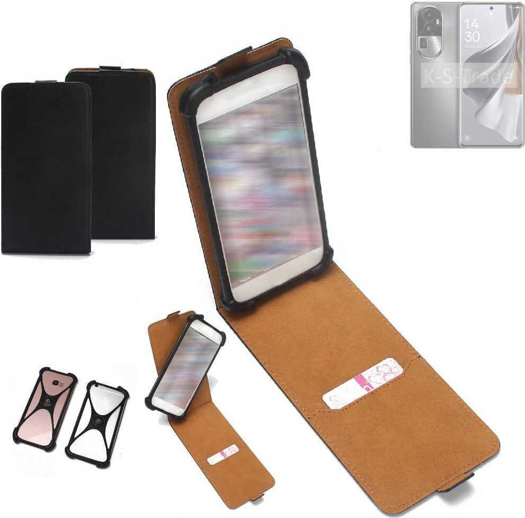 K-S-Trade Handyhülle Schutzhülle kompatibel mit Oppo Reno10 Pro+ Hülle Case Cover Flip Style Bumper schwarz 1x