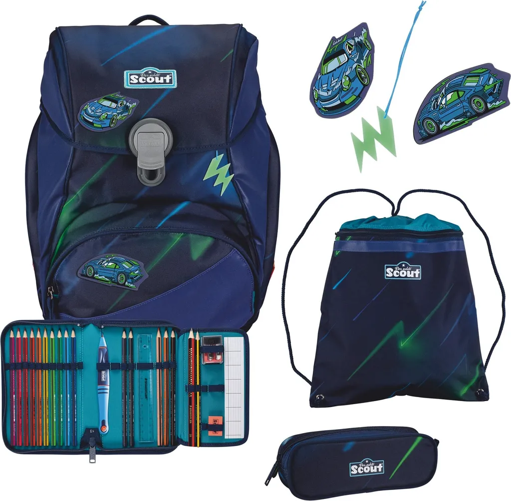 Sac d'école Scout Alpha Set 4 pcs City Lights bleu marine haute visibilité
