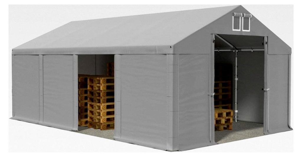 Lagerzelt 3x8m wasserdicht grau 560g/m² PVC Plane