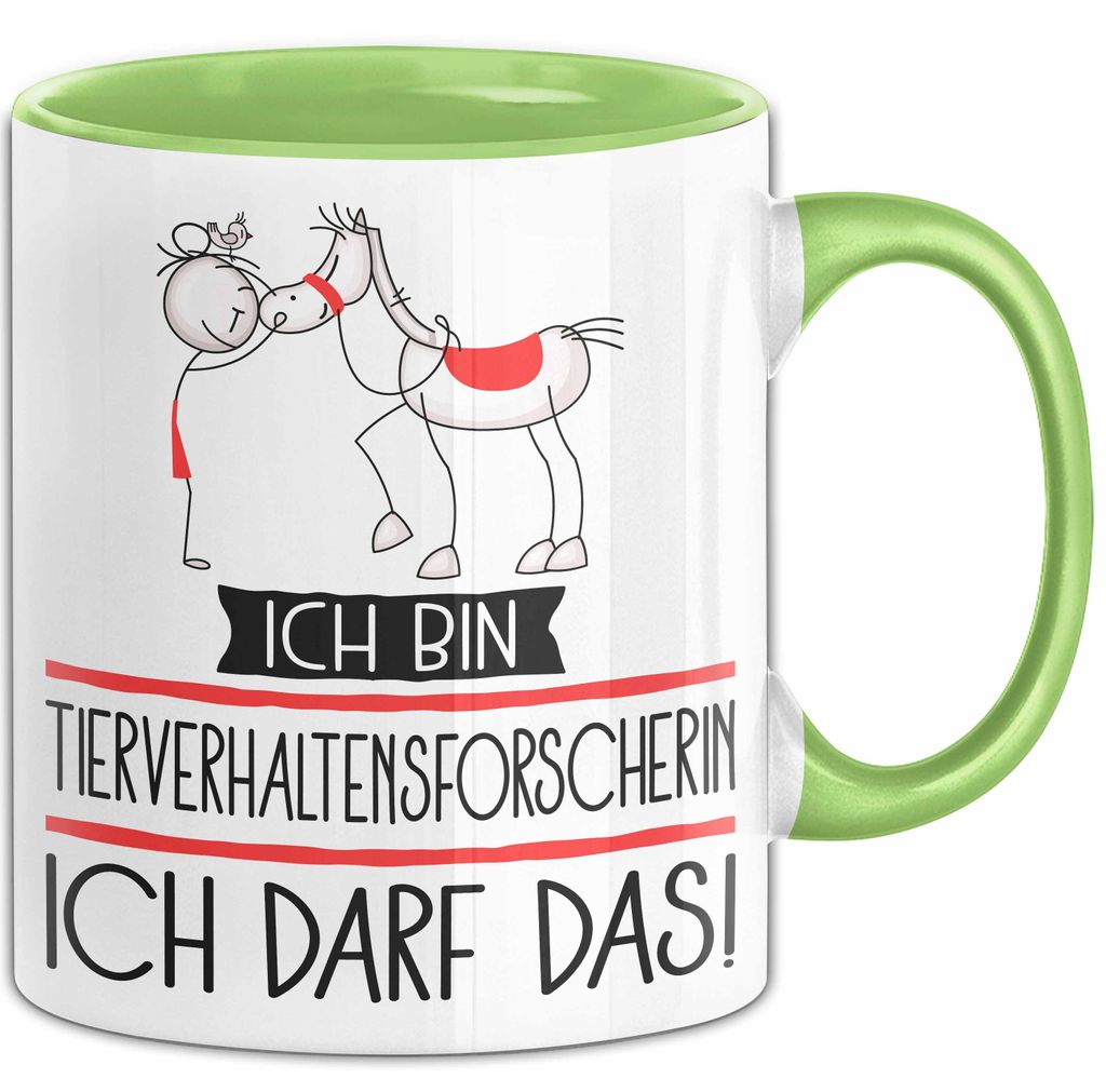 Geschenk für Tierverhaltensforscherin Tasse Lustige Geschenkidee Geburtstag Ich Bin Tierverhaltensforscherin Ich Darf Das (Grün)