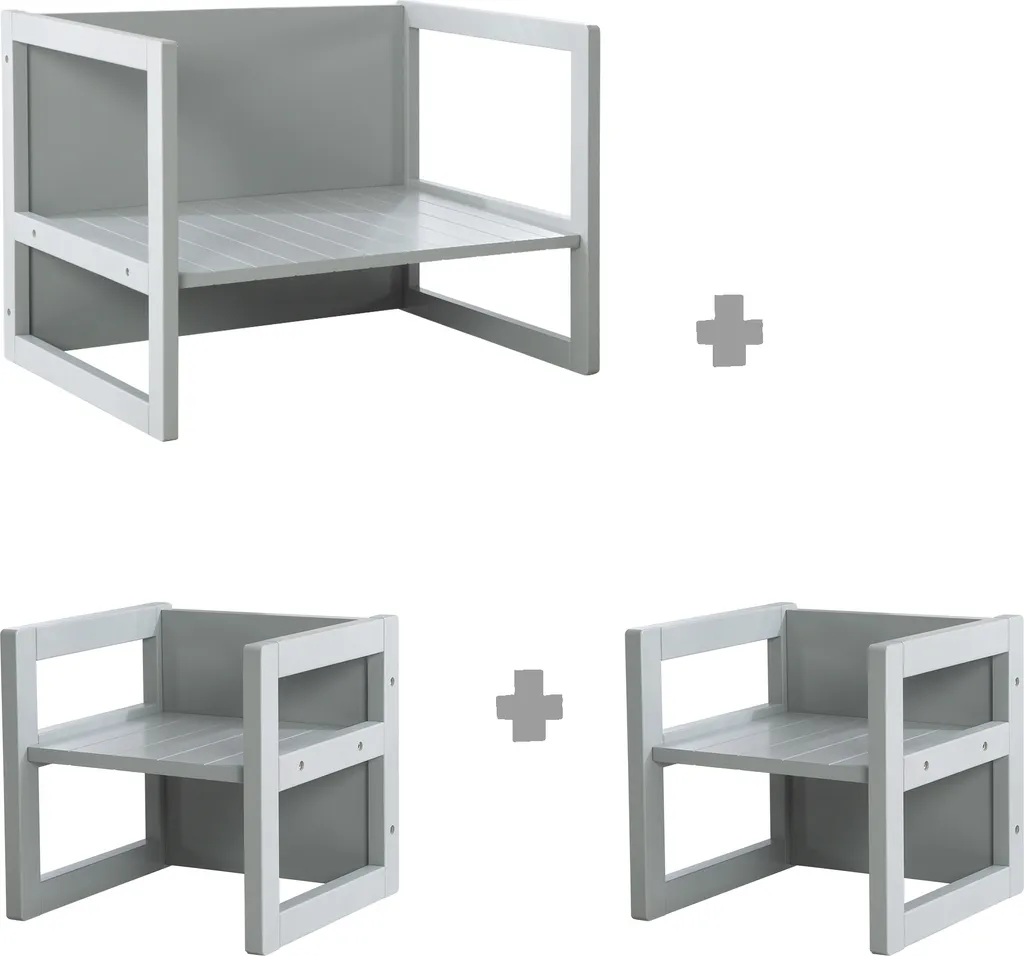 roba Ensemble de sièges enfant style campagnard avec 2 tabourets et banc