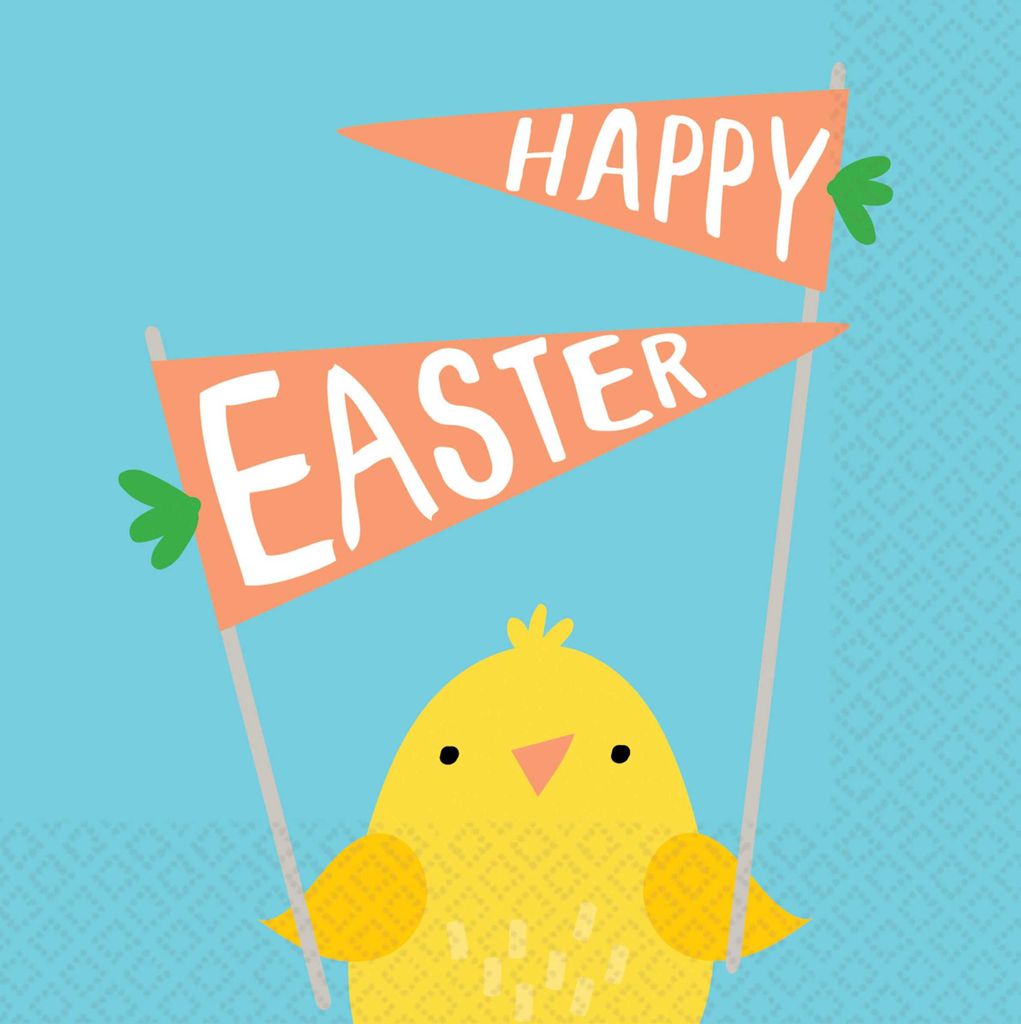 servietten Fröhliche Ostern 25 cm blau 16 Stück