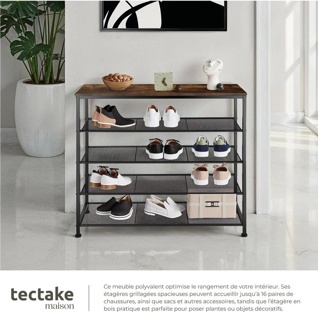 Étagère à chaussures industrielle SHEFFIELD - Style rustique et robuste - 4