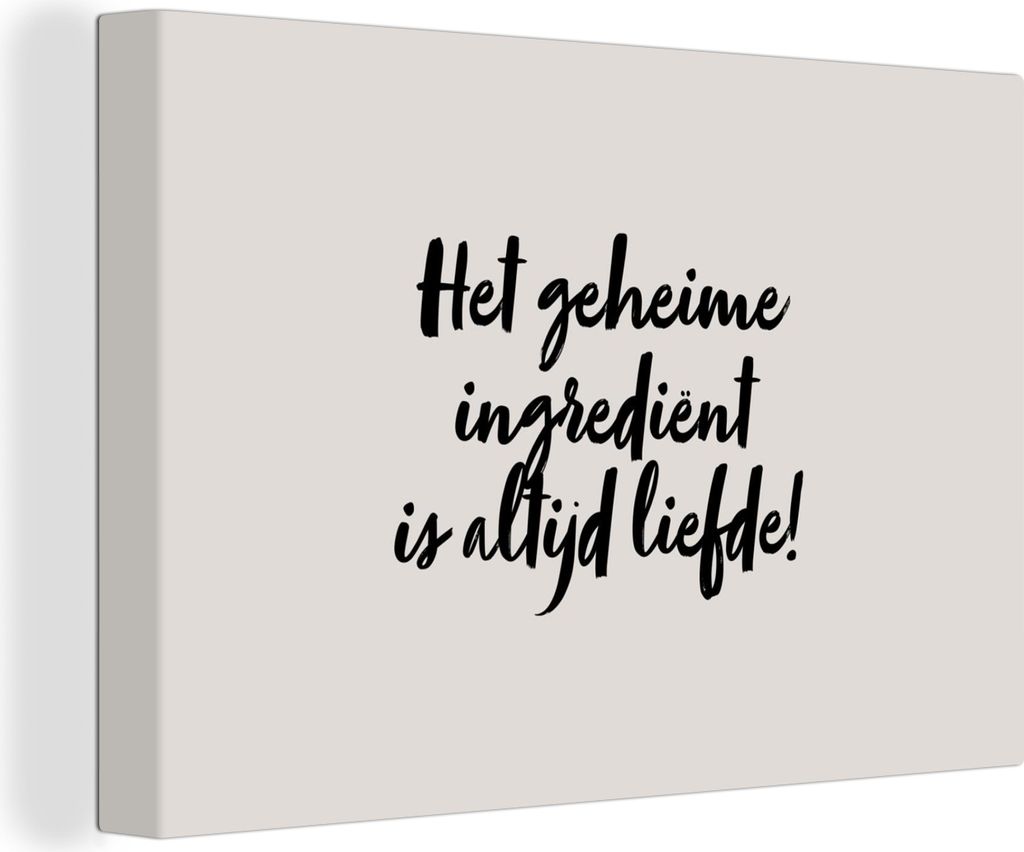 OneMillionCanvasses - Leinwandbilder - 150x100 cm, Taupe - Zitat - Die geheime Zutat ist immer die Liebe!, Wandbilder Kunstdruck Wanddekoration -...