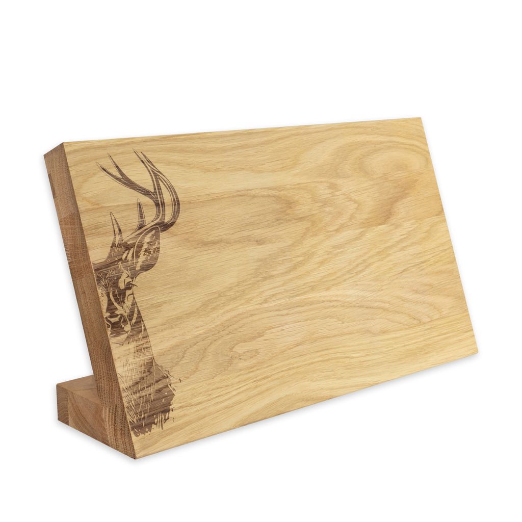 Magnet Messerblock aus Eiche mit Hirschmotiv