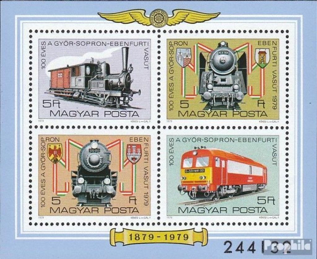 Briefmarken Ungarn 1979 Mi Block139A (kompl.Ausg.) postfrisch Eisenbahn