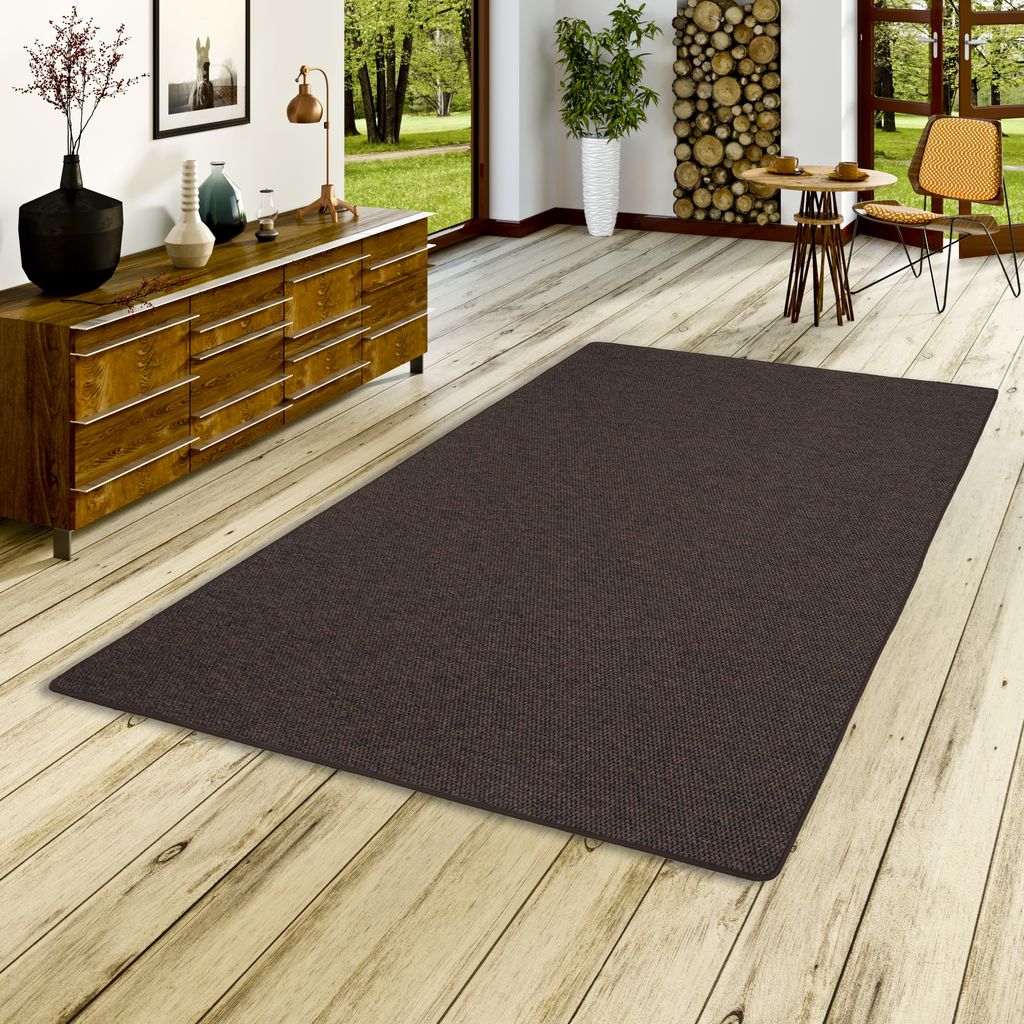 Teppich Flachgewebe Dunkelbraun, Größe:100x200 cm