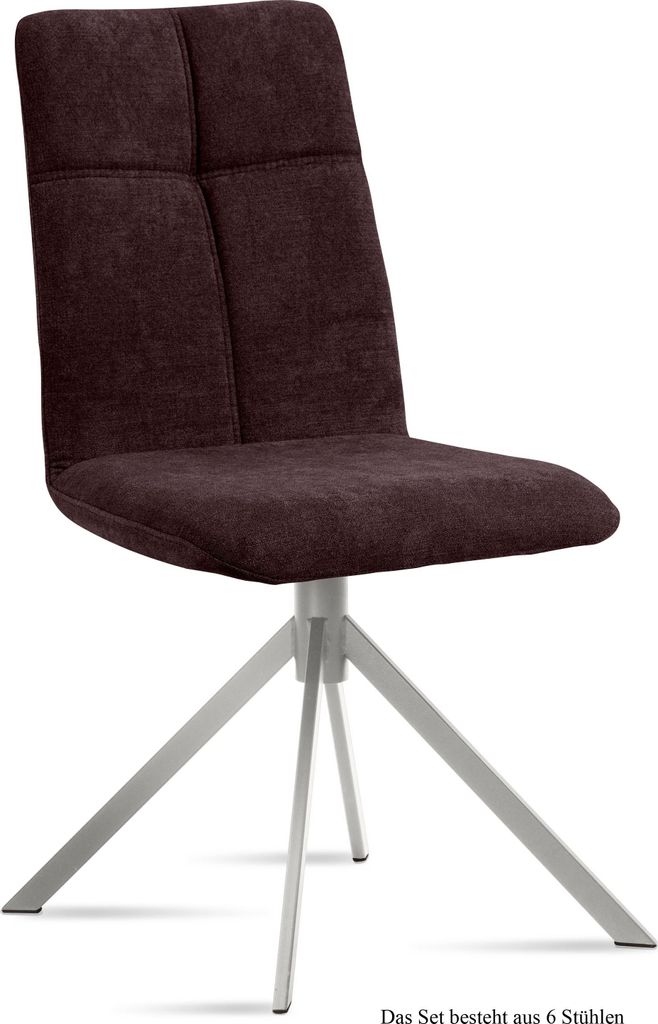 Esszimmerstuhl (6er-Set) Dorine 47x92x60 Edelstahl/Espresso