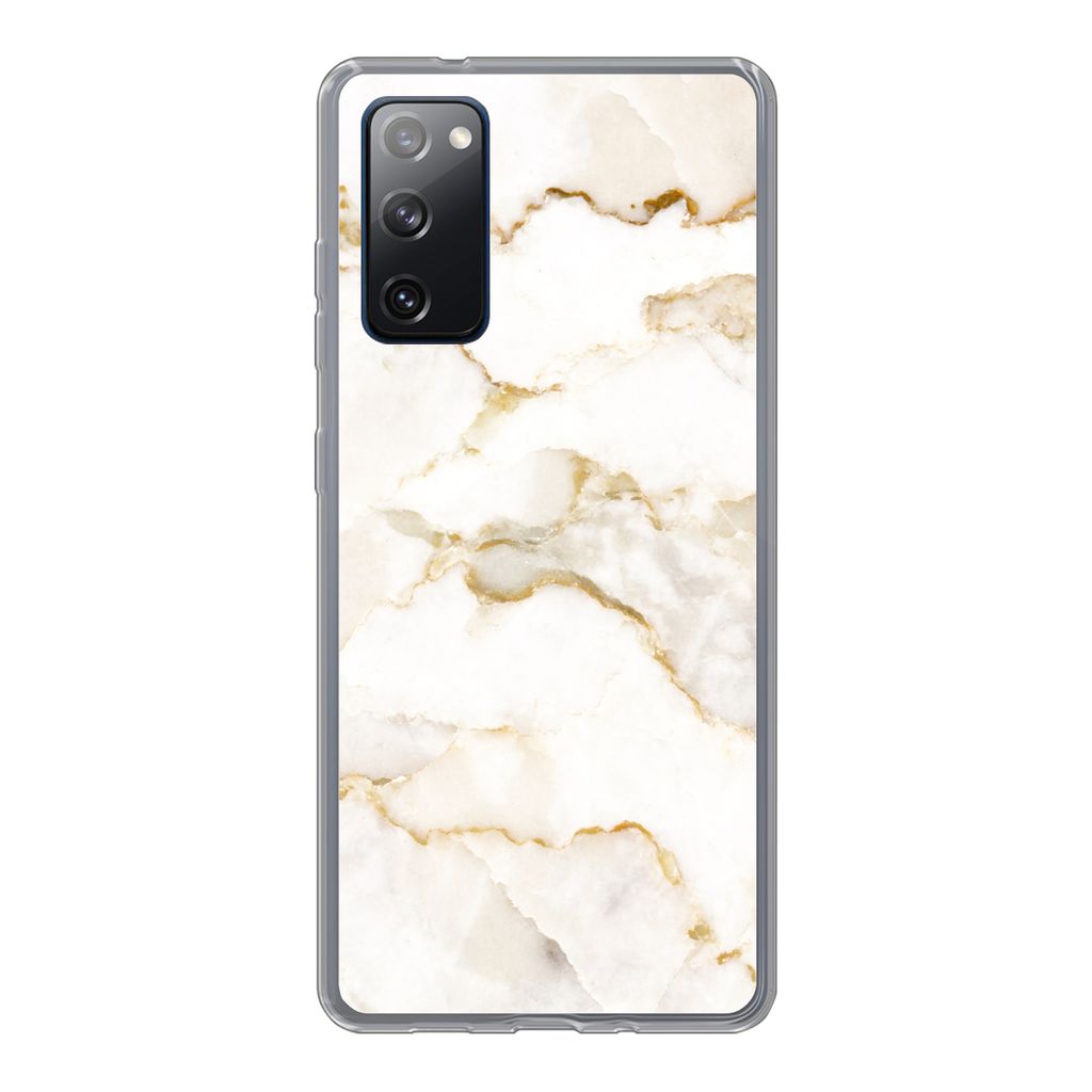 MuchoWow Handyhülle Schutzhülle Hülle für Samsung Galaxy S20 FE Marmor - Limette - Gold - Luxus - Marmoroptik - Weiß Silikon Softcase Handy ...